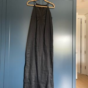 JCrew Black linen maxi dress.